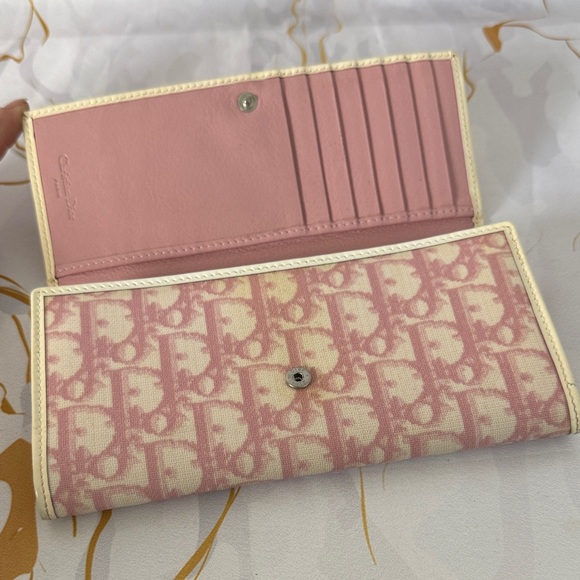 Dior Pink and Cream Monogram Wallet - Picture 3 of 10